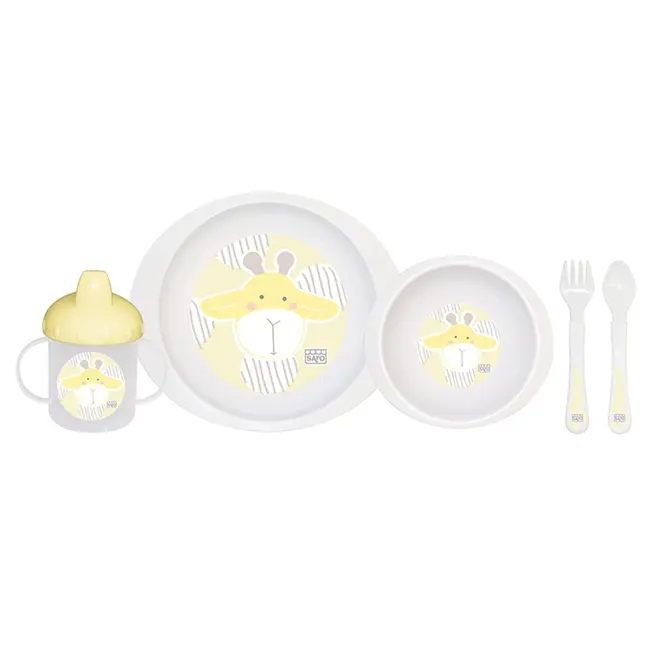 Set Complet De Masa, 5 Piese,   Giraffe Party,   Mustard Pjb52824