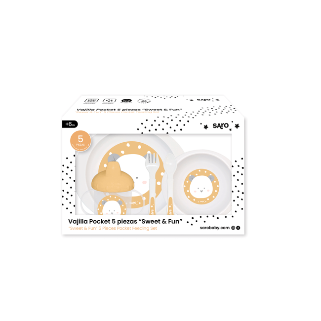 Set Complet De Masa, 5 Piese,   Giraffe Party,   Mustard Pjb52824