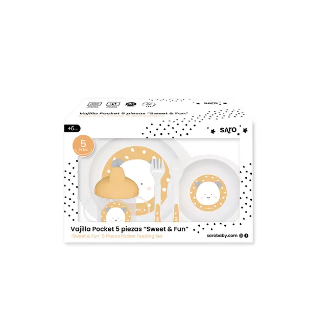 Set Complet De Masa, 5 Piese,   Giraffe Party,   Mustard Pjb52824