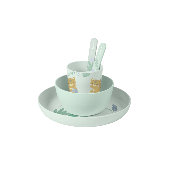 Set Complet De Masa, 5 Piese, Cu Ventuza, , œjungle Cheetahs,   Mint Pjb50641