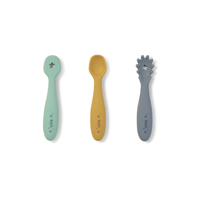 Set Pre-lingurite Din Silicon Pentru Diversificare Bebelusi, Blue Mist Pjb17491