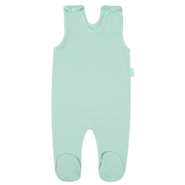 Set pentru bebe, New Baby, I AM, 7 piese, Cu botosei, jacheta maneca lunga, caciulita, body cu maneca lunga, pantalonasi si salopeta cu botosei si manusi, 100% bumbac, Marime 56, 0-3 luni, Mint BYN49101