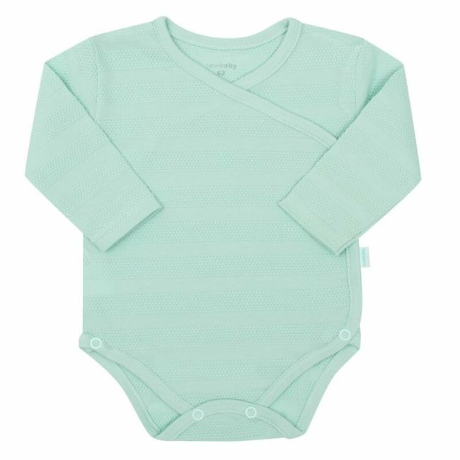 Set pentru bebe, New Baby, I AM, 7 piese, Cu botosei, jacheta maneca lunga, caciulita, body cu maneca lunga, pantalonasi si salopeta cu botosei si manusi, 100% bumbac, Marime 56, 0-3 luni, Mint BYN49101