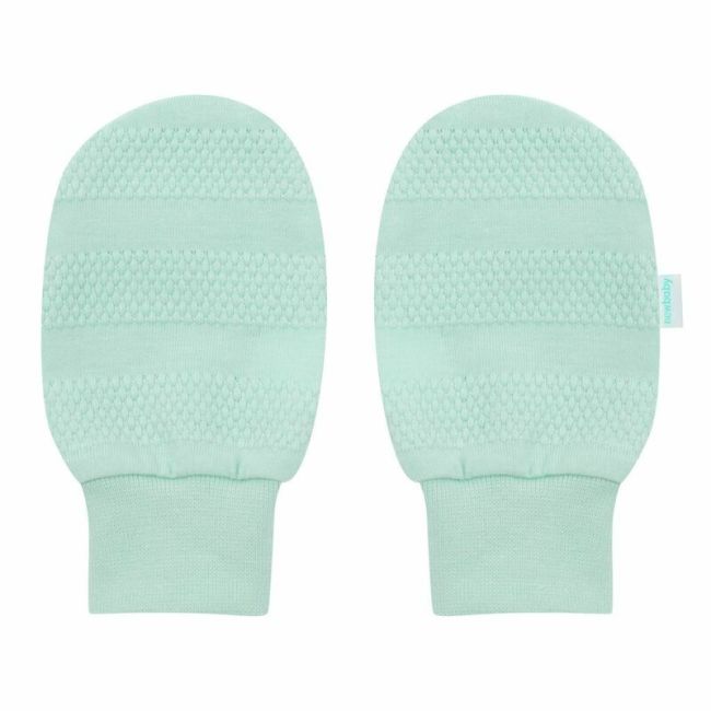 Set pentru bebe, New Baby, I AM, 7 piese, Cu botosei, jacheta maneca lunga, caciulita, body cu maneca lunga, pantalonasi si salopeta cu botosei si manusi, 100% bumbac, Marime 56, 0-3 luni, Mint BYN49101