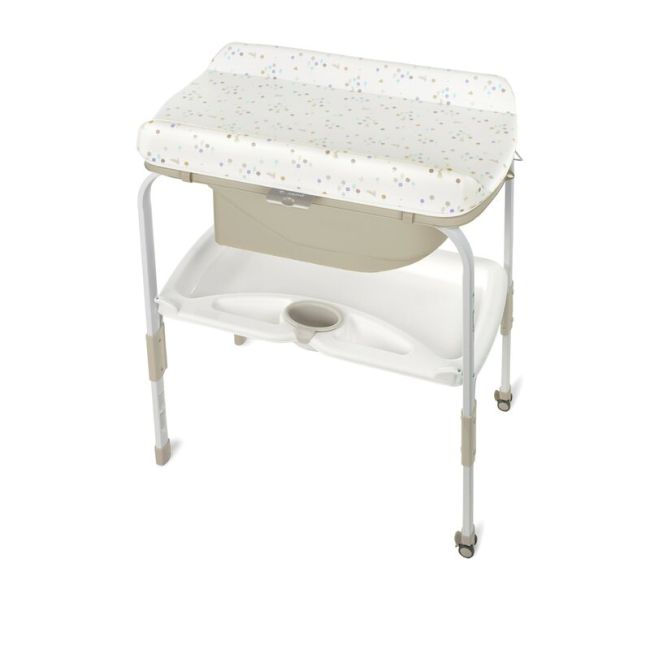 Cadita de baie cu suport, Jane, Flip, Cu 2 pozitii anatomice, Cu masuta de infasat, Cu tavita si compartimente pentru accesorii, Conform cu standardele europene EN 17072:2018EN 12221:2008+A1:2013, Iris BYN8420421087497