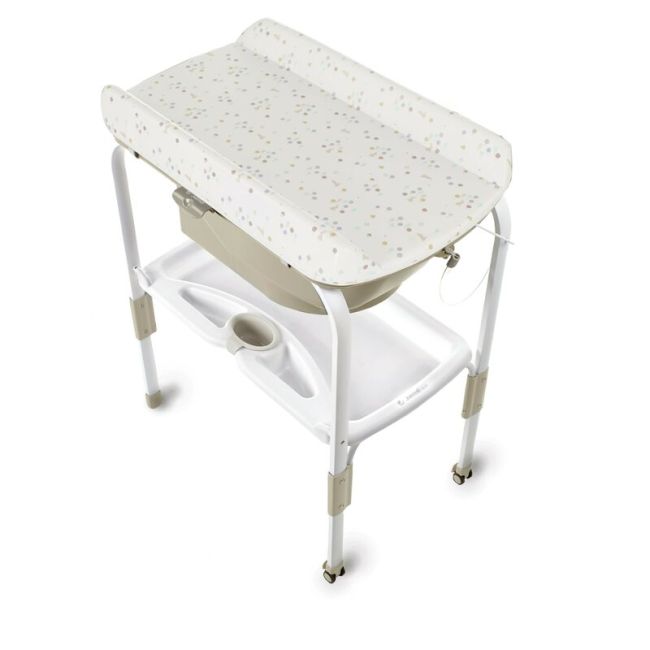 Cadita de baie cu suport, Jane, Flip, Cu 2 pozitii anatomice, Cu masuta de infasat, Cu tavita si compartimente pentru accesorii, Conform cu standardele europene EN 17072:2018EN 12221:2008+A1:2013, Iris BYN8420421087497