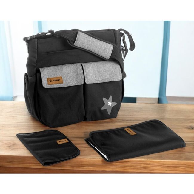 Geanta pentru mamici, Jane, Cu 2 buzunare exterioare, Cu multiple compartimente, Cu saltea de infasat inclusa, 44 x 34 cm, Conform cu standardul de securitate europeana EN 71-3:2019, Soil BYN8420421050453