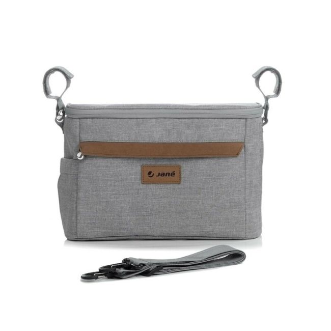 Geanta pentru scutece si organizator carucior, Jane, Cu multiple compartimente, Dimensiune compacta, 32 x 10 x 21 cm, Dim Grey BYN8420421089255