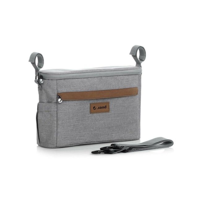 Geanta pentru scutece si organizator carucior, Jane, Cu multiple compartimente, Dimensiune compacta, 32 x 10 x 21 cm, Dim Grey BYN8420421089255