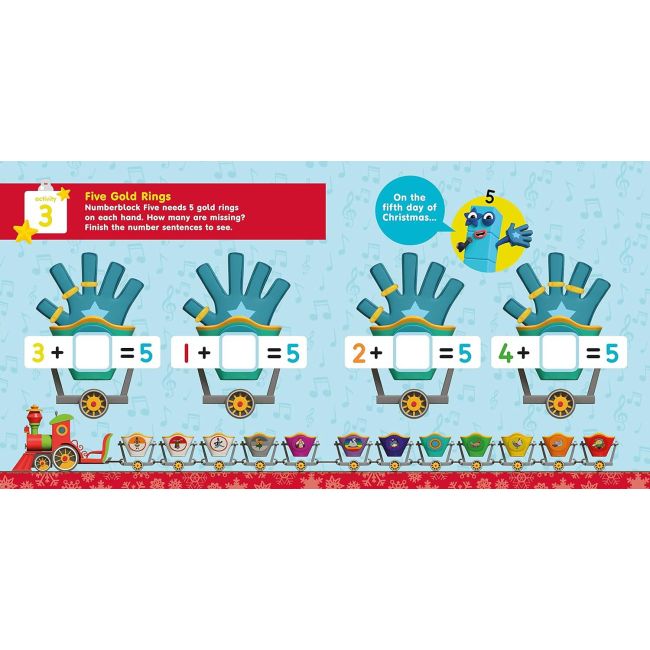 Carte cu abtibilduri numberblocks - craciun fericit