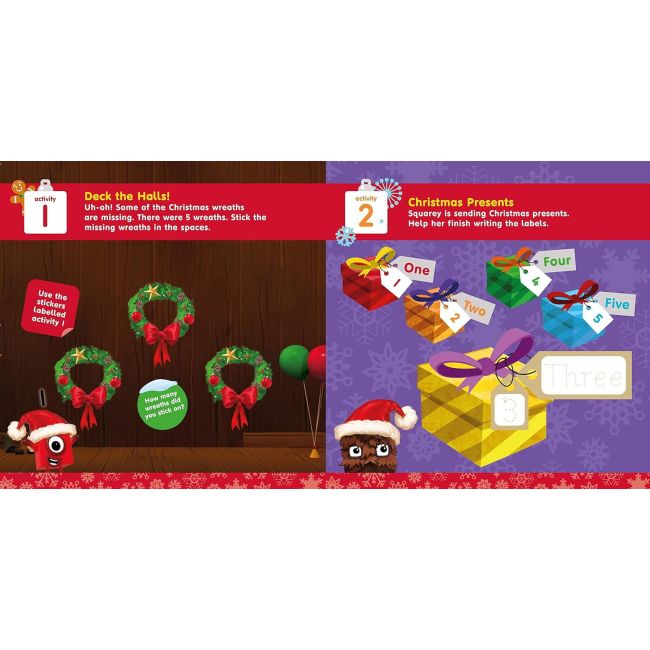 Carte cu abtibilduri numberblocks - craciun fericit