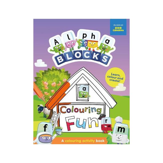 Carte de colorat cu activitati - distractie cu alphablocks