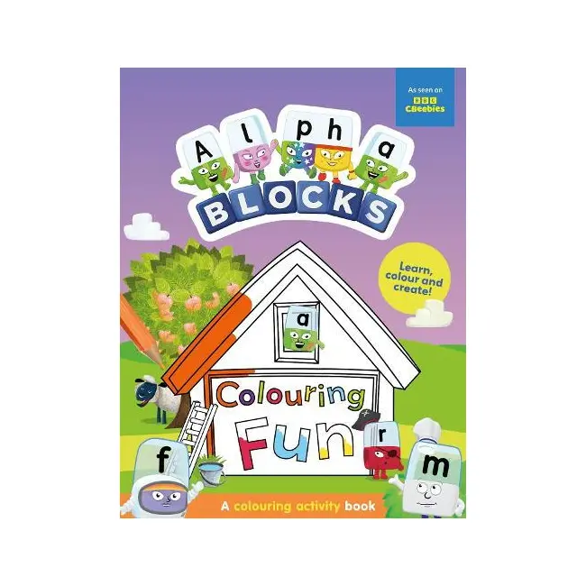 Carte de colorat cu activitati - distractie cu alphablocks