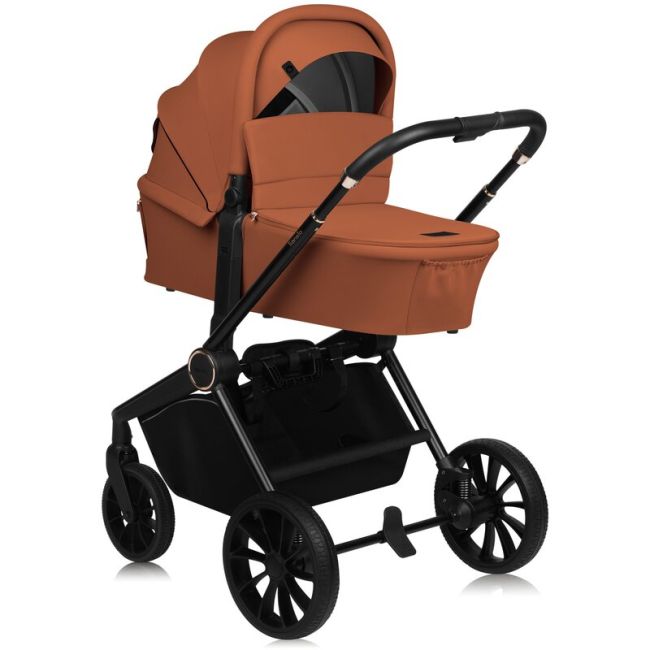 Carucior 2 in 1, Lionelo, Mika Plus, Cadru din aluminiu, Cu landou intarit si salteluta moale, Reversibil, Cu sistem de ventilatie 3D, Cu accesorii, Pana la 22 kg, Conform cu EN1888-1 EN1888-2, EN1466, Maro BYNLO-MIKA_PLUS_2IN1_BROWN_RUST