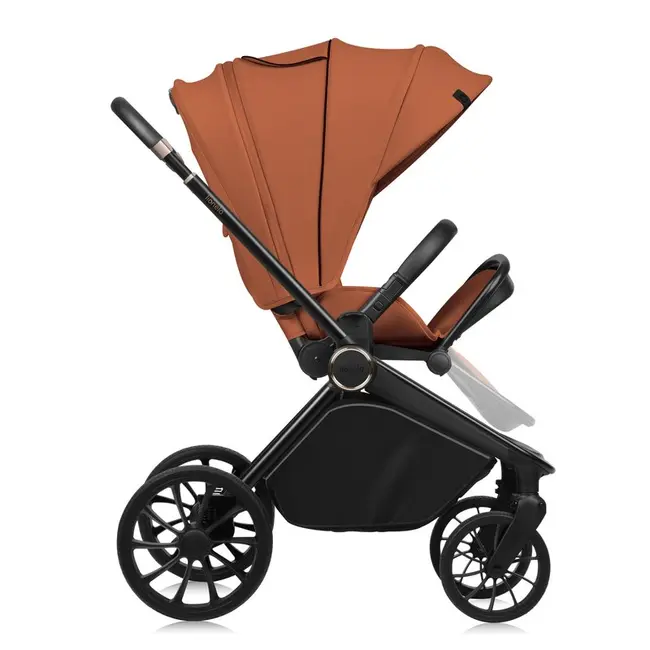 Carucior 2 in 1, Lionelo, Mika Plus, Cadru din aluminiu, Cu landou intarit si salteluta moale, Reversibil, Cu sistem de ventilatie 3D, Cu accesorii, Pana la 22 kg, Conform cu EN1888-1 EN1888-2, EN1466, Maro BYNLO-MIKA_PLUS_2IN1_BROWN_RUST
