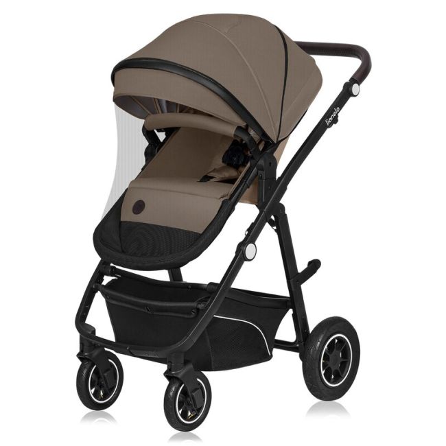 Carucior 3 in 1, Lionelo, Bianka, Transformabil, Cadru aluminiu, Cu landou si salteluta moale, Cu scoica auto testata ADAC, Cu multiple accesorii, Sustine 22 kg, 0 luni+, EN1466:2014+AC:2015, EN1888, Bej BYNLO-BIANKA_3IN1_BEIGE_SAND