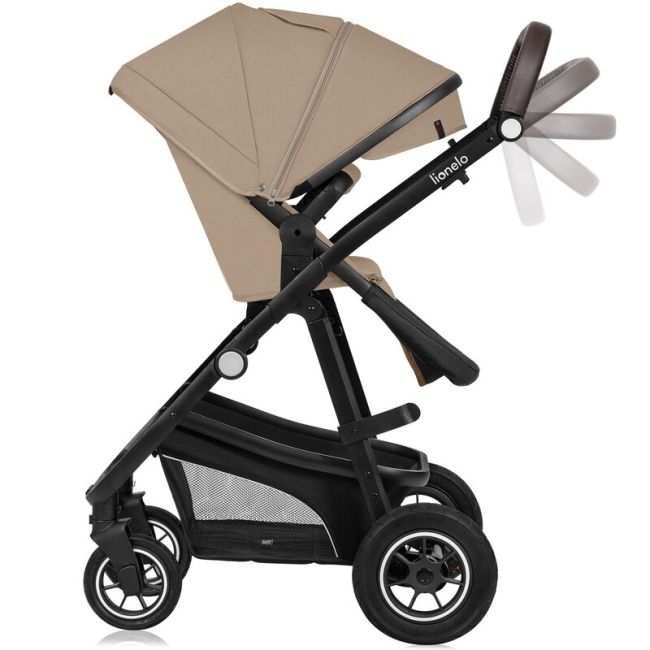 Carucior 3 in 1, Lionelo, Bianka, Transformabil, Cadru aluminiu, Cu landou si salteluta moale, Cu scoica auto testata ADAC, Cu multiple accesorii, Sustine 22 kg, 0 luni+, EN1466:2014+AC:2015, EN1888, Bej BYNLO-BIANKA_3IN1_BEIGE_SAND