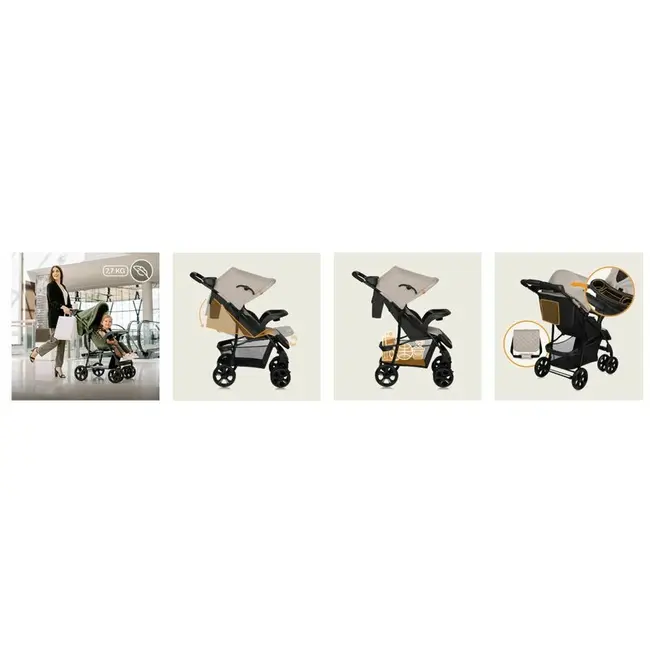 Carucior sport, Lionelo, Emma Plus, Cu tavita, 2 Suporturi pentru pahar, Geanta accesorii, Conform cu standardul european de securitate EN1888-1, Bej BYNLO-EMMA PLUS_BEIGE_LATTE