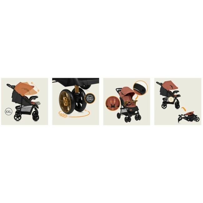 Carucior sport, Lionelo, Emma Plus, Cu tavita, 2 Suporturi pentru pahar, Geanta accesorii, Conform cu standardul european de securitate EN1888-1, Roz BYNLO-EMMA PLUS_CORAL_PINK