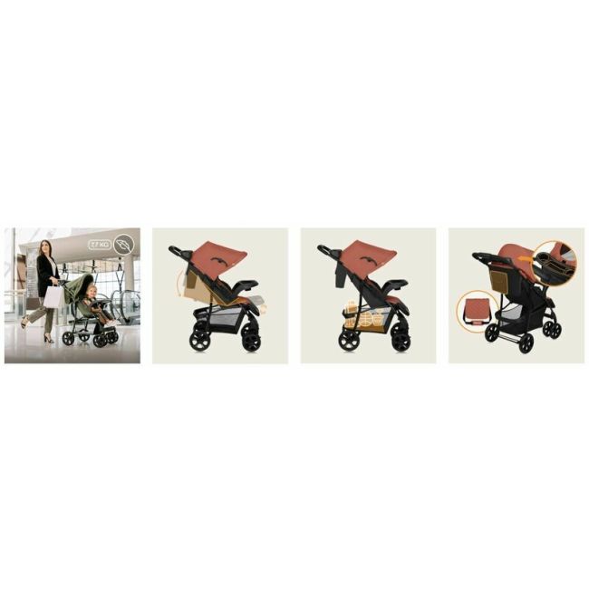 Carucior sport, Lionelo, Emma Plus, Cu tavita, 2 Suporturi pentru pahar, Geanta accesorii, Conform cu standardul european de securitate EN1888-1, Roz BYNLO-EMMA PLUS_CORAL_PINK