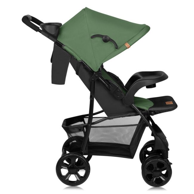 Carucior sport, Lionelo, Emma Plus, Cu tavita, 2 Suporturi pentru pahar, Geanta accesorii, Conform cu standardul european de securitate EN1888-1, Verde BYNLO-EMMA PLUS_GREEN_EMERALD