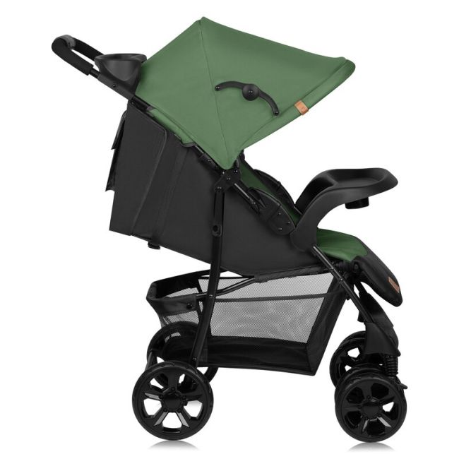 Carucior sport, Lionelo, Emma Plus, Cu tavita, 2 Suporturi pentru pahar, Geanta accesorii, Conform cu standardul european de securitate EN1888-1, Verde BYNLO-EMMA PLUS_GREEN_EMERALD