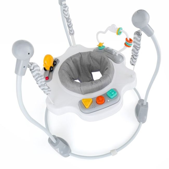 Jumper interactiv, Feedo, Pliabil, Cu scaun rotativ 360 grade, Cu panou de activitati, Pana la 25 kg,, 83x83x86 cm,6 luni+, Multicolor BYN226213