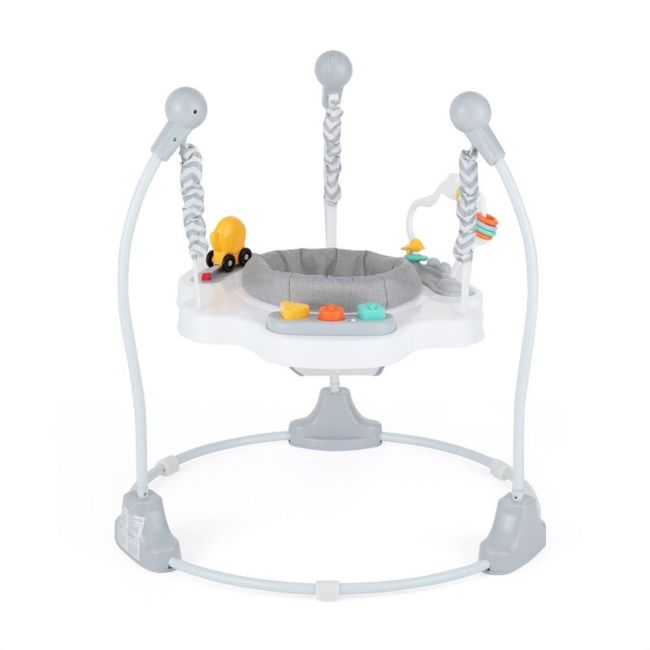 Jumper interactiv, Feedo, Pliabil, Cu scaun rotativ 360 grade, Cu panou de activitati, Pana la 25 kg,, 83x83x86 cm,6 luni+, Multicolor BYN226213