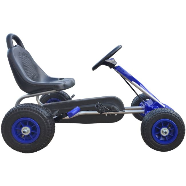 Kart cu pedale pentru copii A05 Kidscare, culoare albastru, frana de mana, pentru 3-6 ani, roti gonflabile SUPKC_A05_Blue