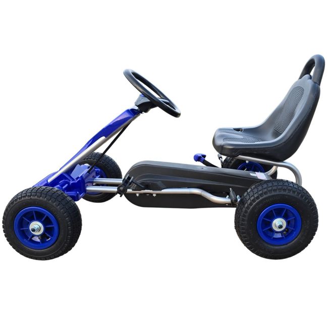 Kart cu pedale pentru copii A05 Kidscare, culoare albastru, frana de mana, pentru 3-6 ani, roti gonflabile SUPKC_A05_Blue