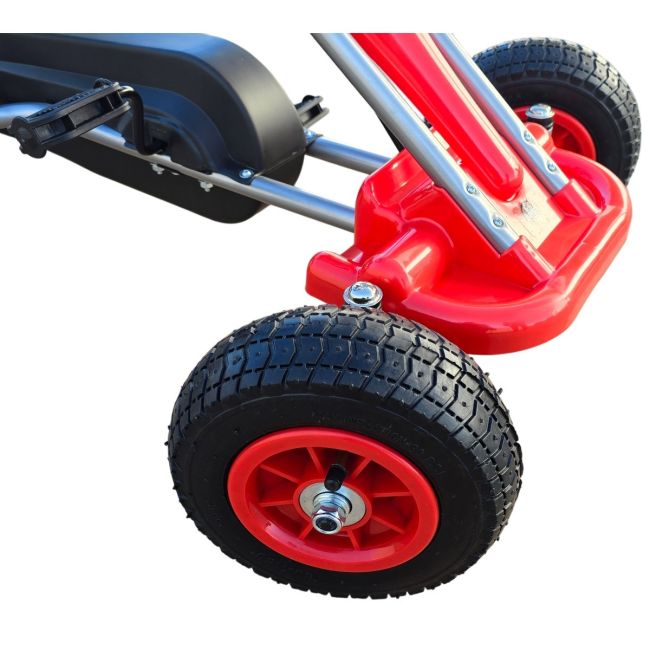 Kart cu pedale pentru copii A05 Kidscare, culoare rosu, frana de mana, pentru 3-6 ani, roti gonflabile SUPKC_A05_Red