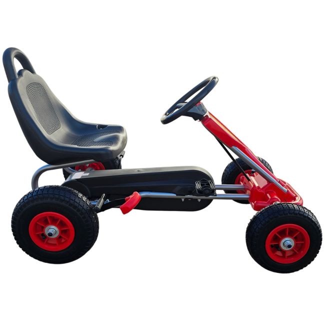 Kart cu pedale pentru copii A05 Kidscare, culoare rosu, frana de mana, pentru 3-6 ani, roti gonflabile SUPKC_A05_Red
