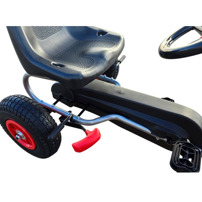 Kart cu pedale pentru copii A05 Kidscare, culoare rosu, frana de mana, pentru 3-6 ani, roti gonflabile SUPKC_A05_Red