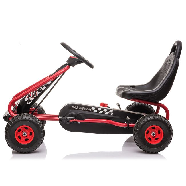 Kart cu pedale pentru copii G201 Kidscare, culoare rosu, frana de mana, pentru 3-6 ani, scaun reglabil SUPKC_G201_R