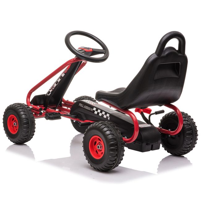Kart cu pedale pentru copii G201 Kidscare, culoare verde, frana de mana, pentru 3-6 ani, scaun reglabil SUPKC_G201_G