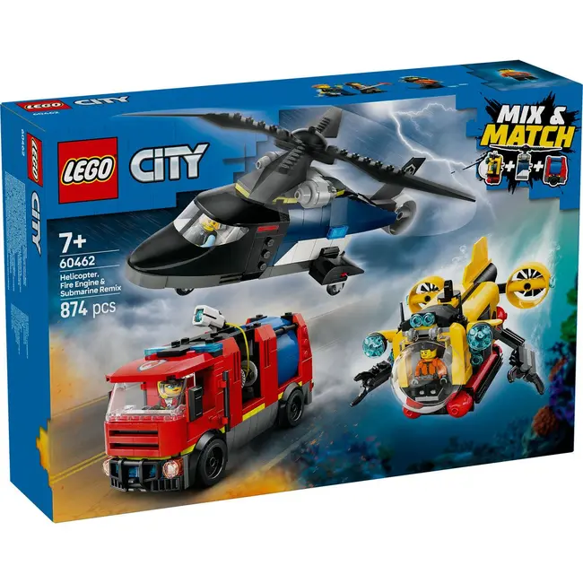 LEGO CITY ELICOPTER, CAMION DE POMPIERI SI SUBMARIN REMIXATE 60462 VIVLEGO60462