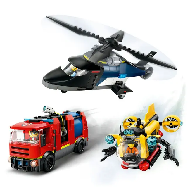 LEGO CITY ELICOPTER, CAMION DE POMPIERI SI SUBMARIN REMIXATE 60462 VIVLEGO60462