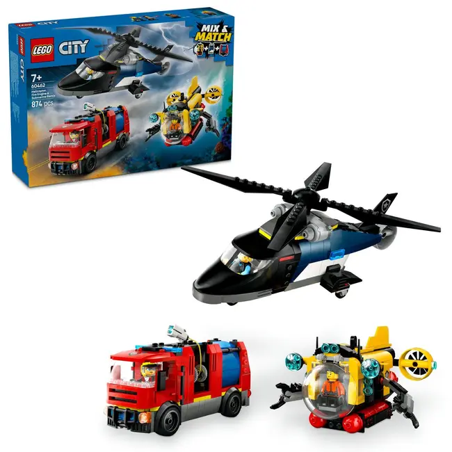 LEGO CITY ELICOPTER, CAMION DE POMPIERI SI SUBMARIN REMIXATE 60462 VIVLEGO60462