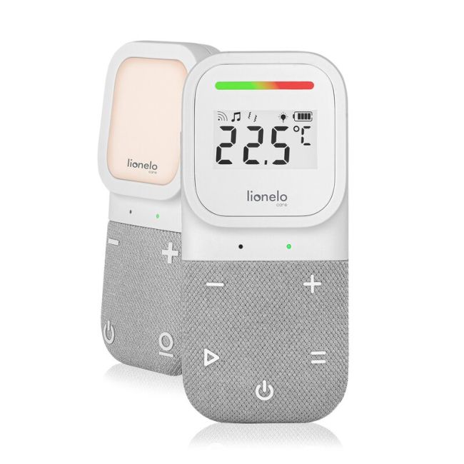 Monitor, Lionelo, Babyline 2.3, Comunicare bidirectionala, Cantece de leagan, sunete ambientale si zgomote din natura, Cu Vibratii si LED-uri, Cu senzor temperatura, Cu raza de actiune 70/400m, Portabil, Alb BYNLOC-BABYLINE_2.3