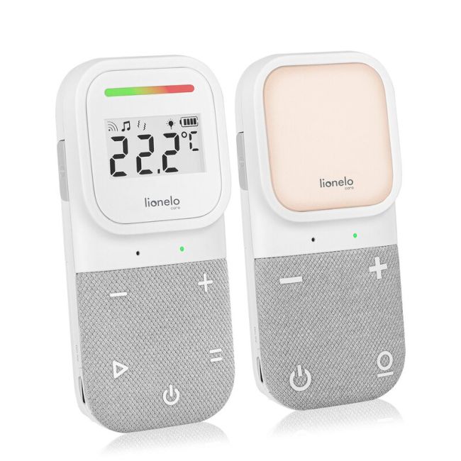 Monitor, Lionelo, Babyline 2.3, Comunicare bidirectionala, Cantece de leagan, sunete ambientale si zgomote din natura, Cu Vibratii si LED-uri, Cu senzor temperatura, Cu raza de actiune 70/400m, Portabil, Alb BYNLOC-BABYLINE_2.3