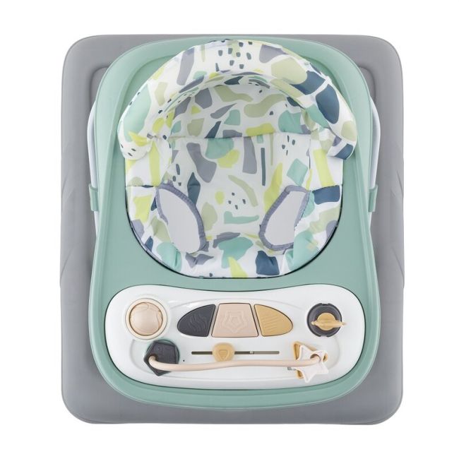 Premergator, Feedo, Pliabil, Cu panou de joaca inclus, Cu inaltime reglabila in 3 pozitii, Cu sistem de franare, Dezvolta abilitatile motorii si senzoriale, Greutate maxima suportata 12 kg, 6 luni+, Mint BYN224212
