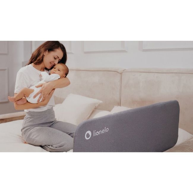 Protectie laterala pat, Lionelo, Lora, Pliabila, Sistem de blocare StandSafe, Geanta de transport inclusa, 105 x 45 cm, Bej BYNLO-LORA_BEIGE_SAND