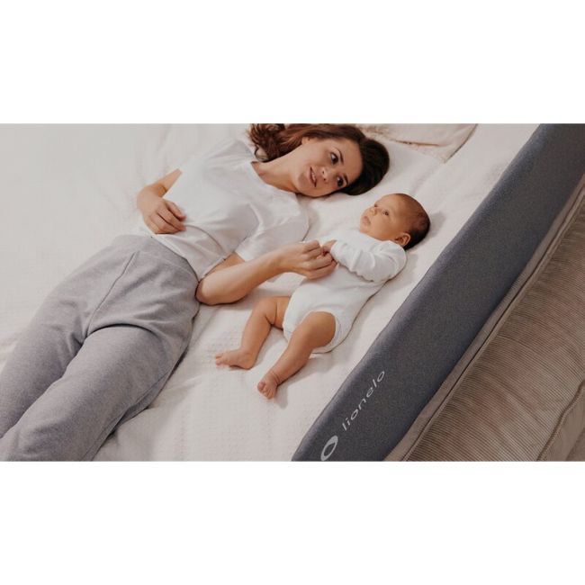Protectie laterala pat, Lionelo, Lora, Pliabila, Sistem de blocare StandSafe, Geanta de transport inclusa, 105 x 45 cm, Bej BYNLO-LORA_BEIGE_SAND
