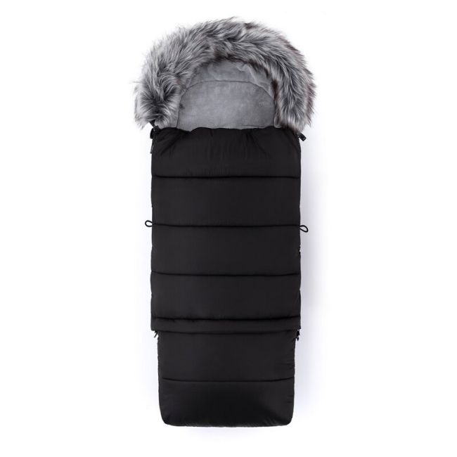 Sac de iarna, Feedo, Multifunctional, 3 in 1, Pentru carucior, landou sau scaun auto, Fermoar care permite scurtarea dimensiunii, Cu snur, 110 cm, 0-3 ani, Black BYN201200