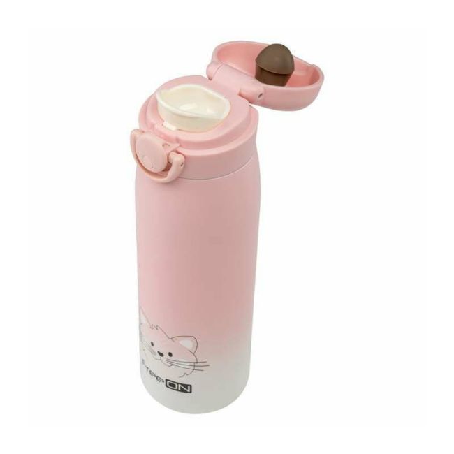 Termos lichide, FreeON, Din otel inoxidabil, Cu mentinere de temperatura de pana la 12 ore, 480 ml, Pink BYN380692