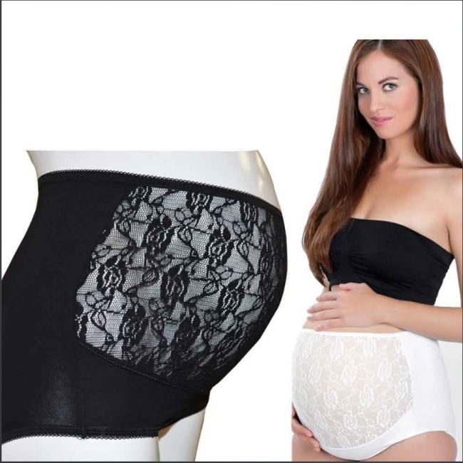 Chiloti pentru gravide cu dantela, BabyJem (Marime: M, Culoare: Crem) JEMbj_25110