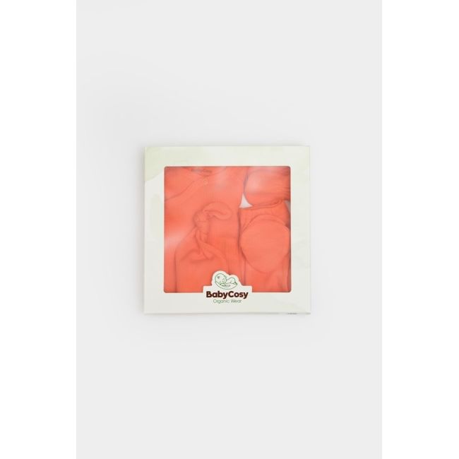 Cutie 4 piese pentru nou nascut - 100% bumbac organic - Portocaliu, BabyCosy JEMBC-CSYM26506