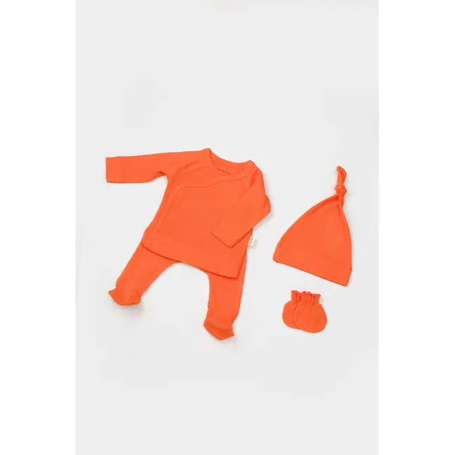 Cutie 4 piese pentru nou nascut - 100% bumbac organic - Portocaliu, BabyCosy JEMBC-CSYM26506