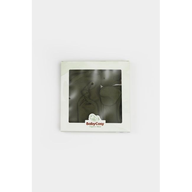 Cutie 4 piese pentru nou nascut - 100% bumbac organic - Verde, BabyCosy JEMBC-CSYM26505