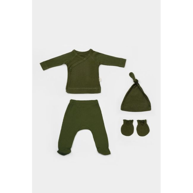 Cutie 4 piese pentru nou nascut - 100% bumbac organic - Verde, BabyCosy JEMBC-CSYM26505